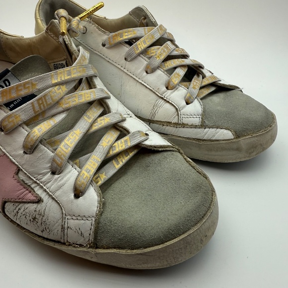 GOLDEN GOOSE SUPERSTAR PINK GOLD SIZE 40 GOLD LACES - Picture 4 of 11